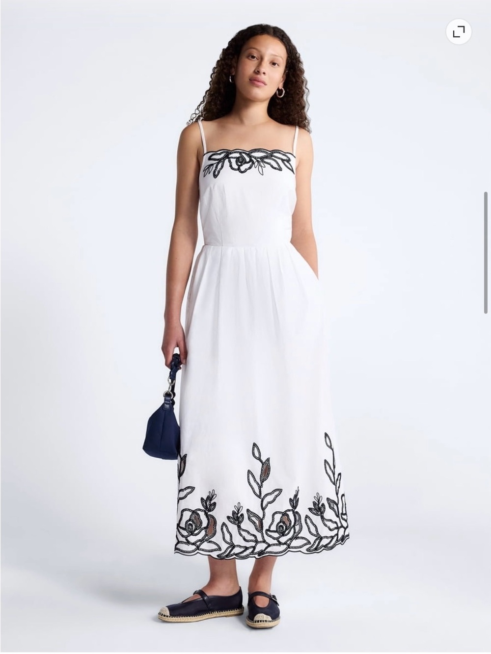 Free Assembly White Floral Embroidery Maxi Dress